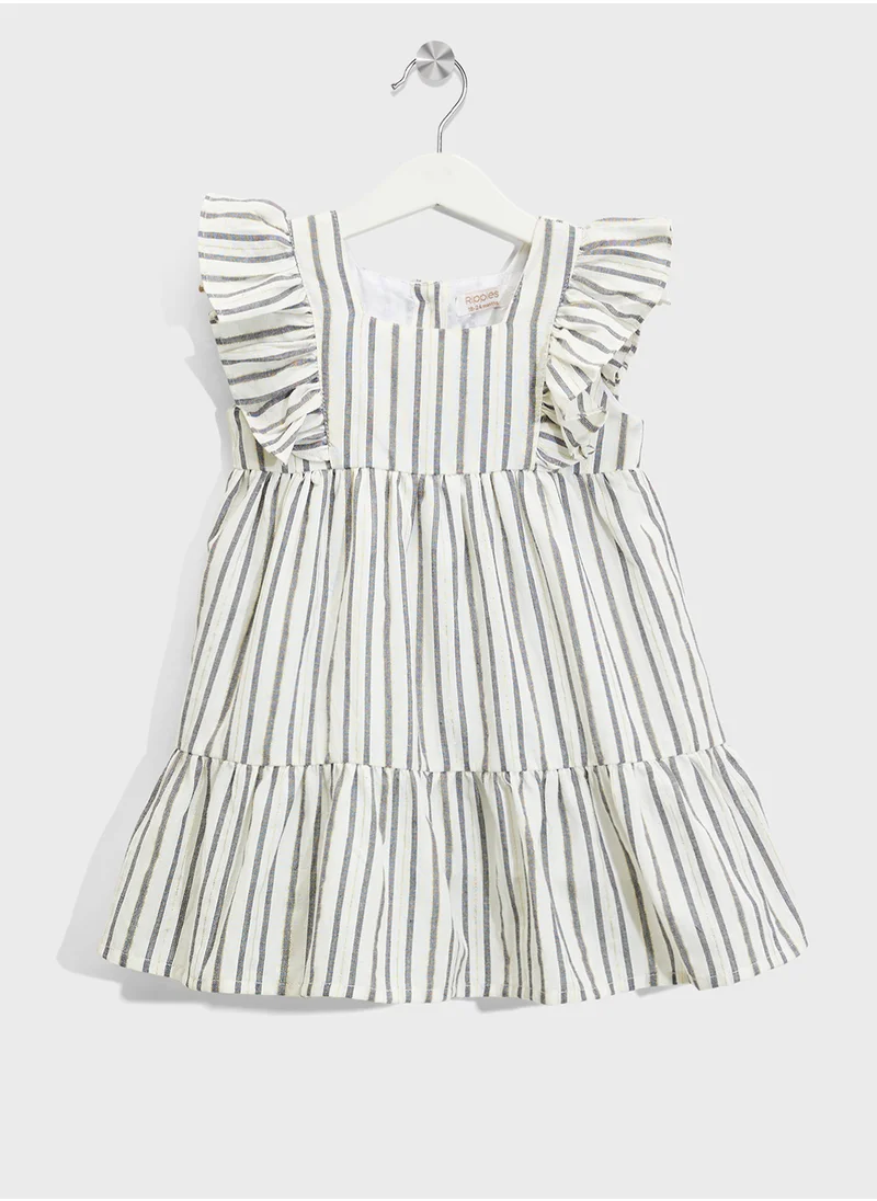 Ripples Girls Cotton Striped Dress
