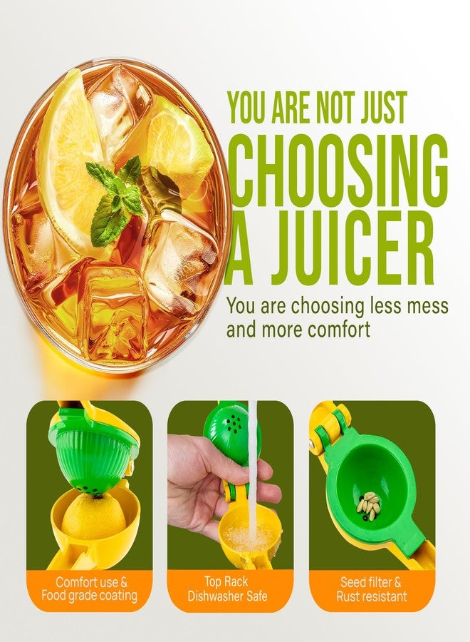 Zulay Kitchen Metal 2-in-1 Lemon Squeezer - Sturdy Max Extraction Hand Juicer Lemon Squeezer Gets Every Last Drop - Easy to Clean Manual Citrus Juicer - Easy-Use Lemon Juicer Squeezer - Yellow/Green - Image 4
