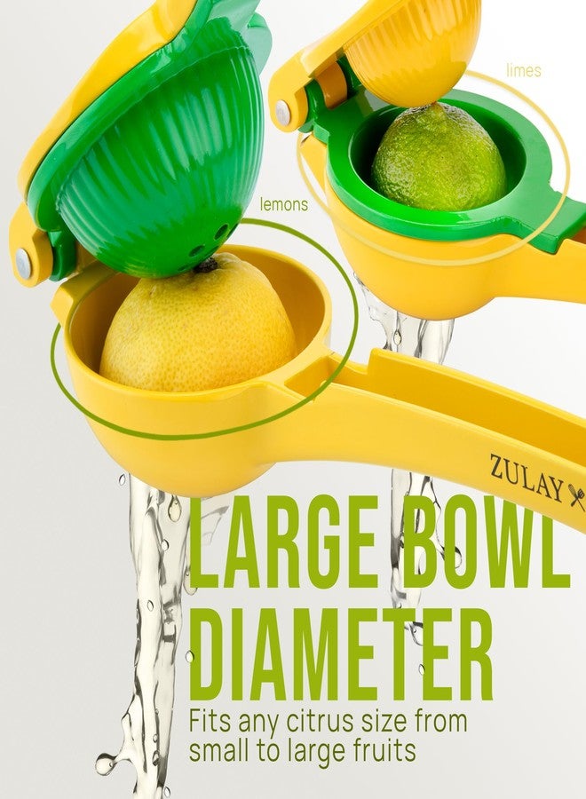 Zulay Kitchen Metal 2-in-1 Lemon Squeezer - Sturdy Max Extraction Hand Juicer Lemon Squeezer Gets Every Last Drop - Easy to Clean Manual Citrus Juicer - Easy-Use Lemon Juicer Squeezer - Yellow/Green - Image 2