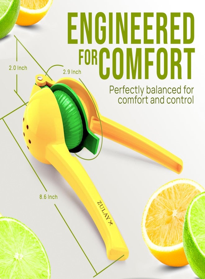 Zulay Kitchen Metal 2-in-1 Lemon Squeezer - Sturdy Max Extraction Hand Juicer Lemon Squeezer Gets Every Last Drop - Easy to Clean Manual Citrus Juicer - Easy-Use Lemon Juicer Squeezer - Yellow/Green - Image 5