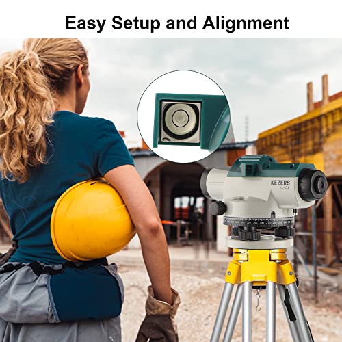 KEZERS 32X Automatic Optical Level Kit with Self- Leveling Magnetic Dampened Compensator and Transport Lock,High Precision Height/Distance/Angle Level Measure - KL-32X - Image 4