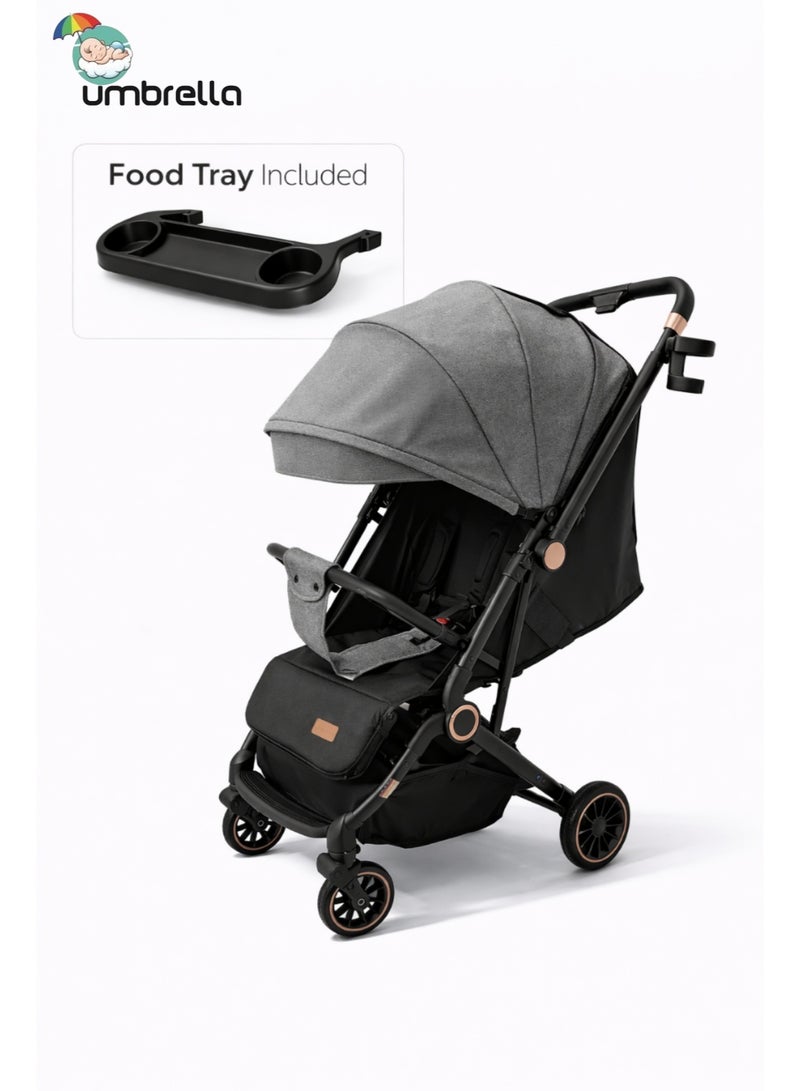 امبريلا عربية اطفال امبريلا اكس 5 ذراع قلاب  وطاوله طعام عالية الجودة-رمادي - Image 1