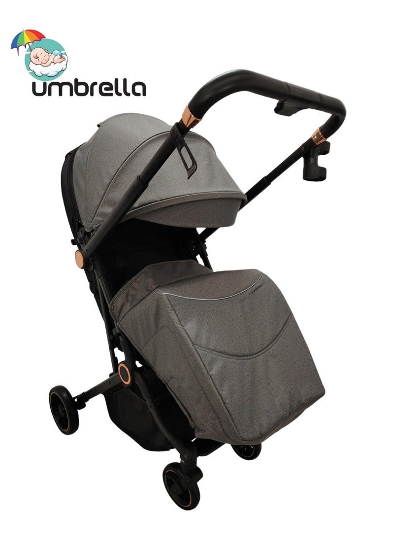 امبريلا عربية اطفال امبريلا اكس 5 ذراع قلاب  وطاوله طعام عالية الجودة-رمادي - Image 4