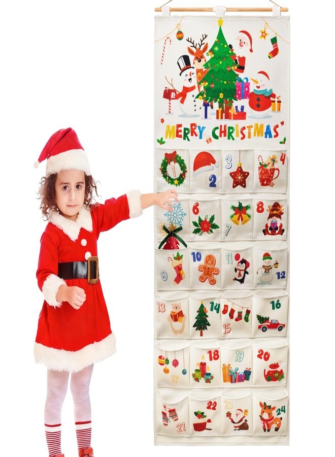 Nlicrst Christmas Fabric Advent Calendar, Reusable Hanging Advent Calendar, Christmas Calendar Countdown 2025 with 24 Pockets for Xmas Holiday Gifts, Candy & Treats, Festive Wall Home Decor - Image 1