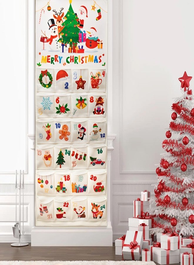 Nlicrst Christmas Fabric Advent Calendar, Reusable Hanging Advent Calendar, Christmas Calendar Countdown 2025 with 24 Pockets for Xmas Holiday Gifts, Candy & Treats, Festive Wall Home Decor - Image 5