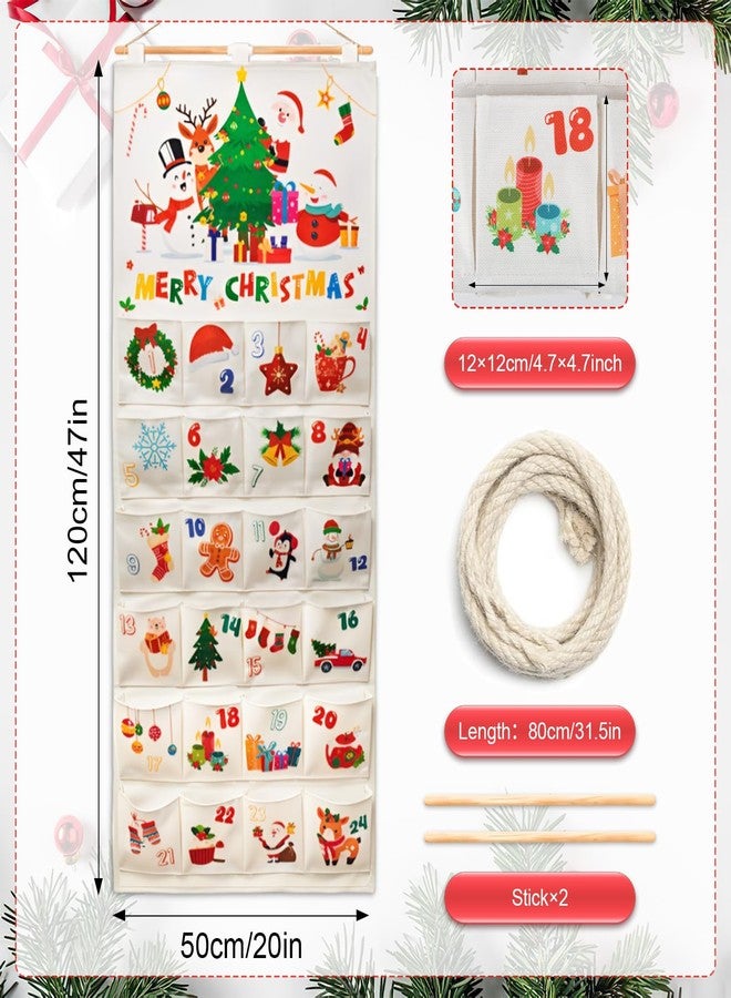 Nlicrst Christmas Fabric Advent Calendar, Reusable Hanging Advent Calendar, Christmas Calendar Countdown 2025 with 24 Pockets for Xmas Holiday Gifts, Candy & Treats, Festive Wall Home Decor - Image 2