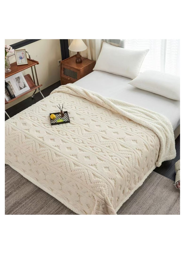 Elegant Embossed Flannel Blanket – Plush, Warm & Lightweight | 230x200cm