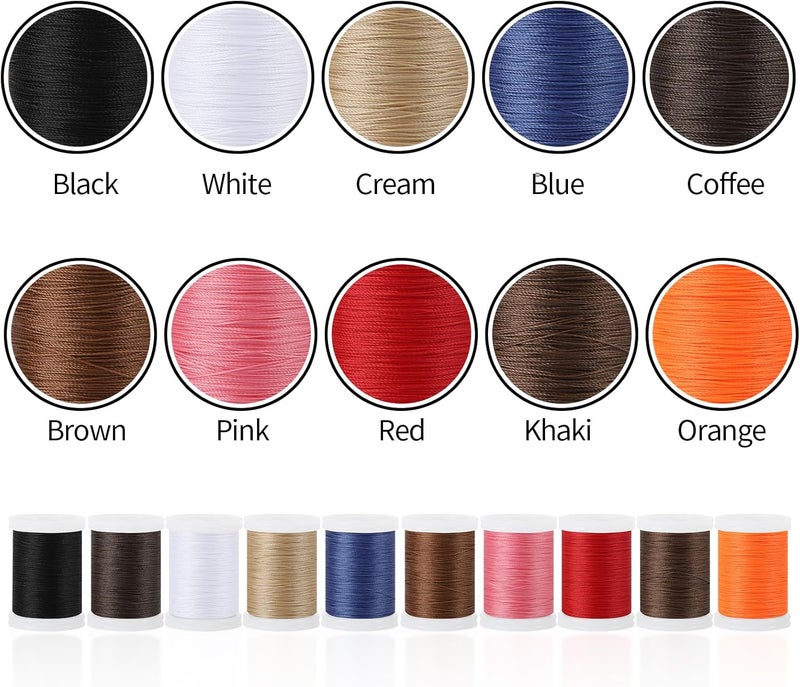 WAYASDCU 10 Spools Extra Strong Upholstery Thread, Bonded Nylon Thread Leather Thread for Sewing Machine for Sewing 10 Colors, 218 Yards Heavy Duty Thread for Machine, Home, Hand, Craft, DIY and Denim Leather - Image 2