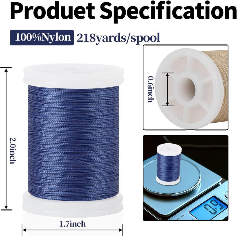 WAYASDCU 10 Spools Extra Strong Upholstery Thread, Bonded Nylon Thread Leather Thread for Sewing Machine for Sewing 10 Colors, 218 Yards Heavy Duty Thread for Machine, Home, Hand, Craft, DIY and Denim Leather - Image 5