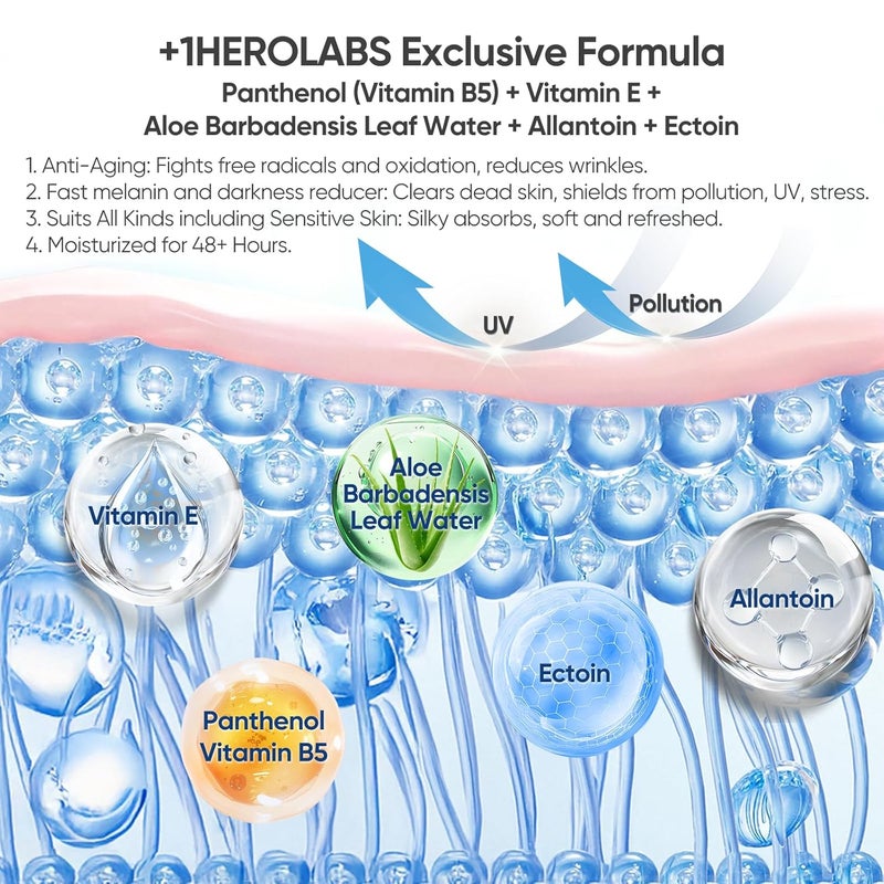 +1HEROLABS سيروم حمض الهيالورونيك للوجه مع فيتامين ب5 ج E نياسيناميد سيروم مرطب وممتلئ للوجه للبشرة الحساسة خالي من العطور 2 أونصة سائلة - Image 5