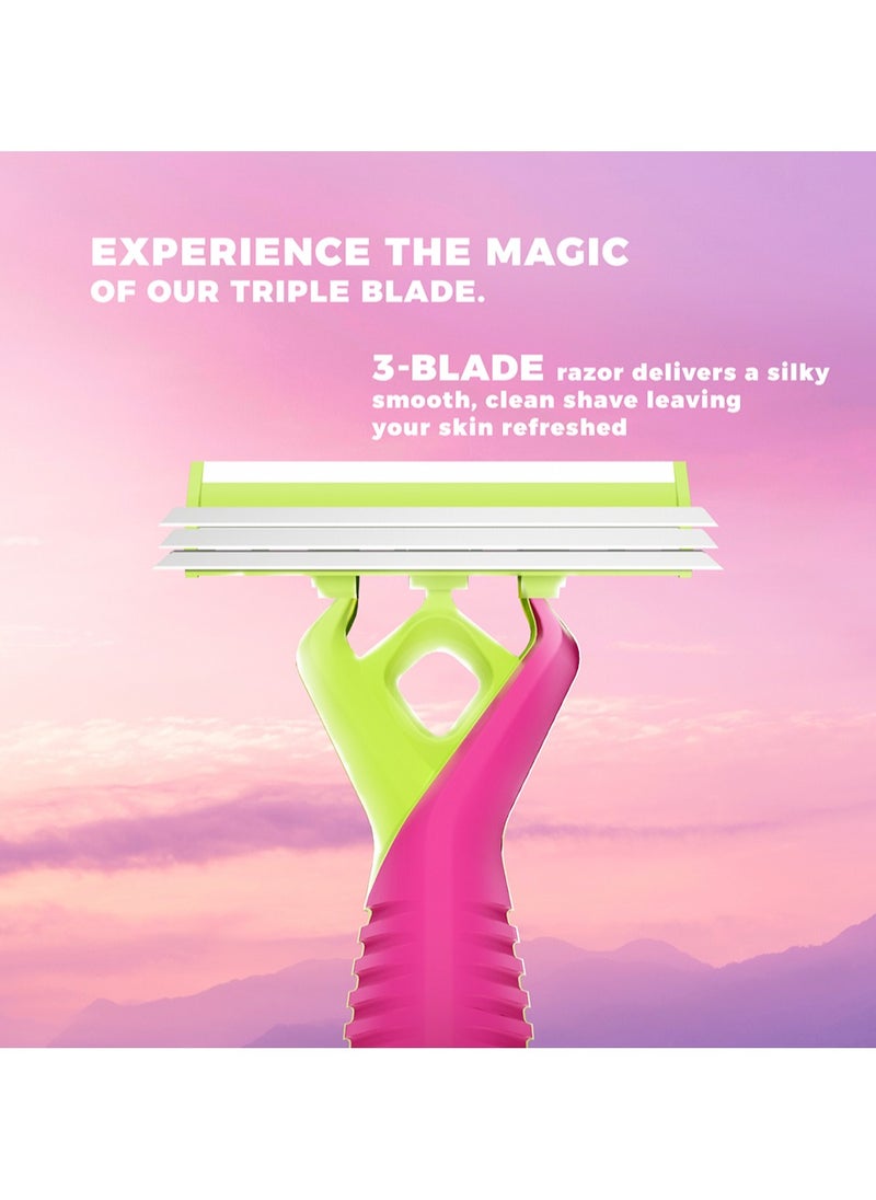 Queen By Lord - Triple Blades Disposable Razors, 6+2 free "Pink" - Premium Pack - Image 1