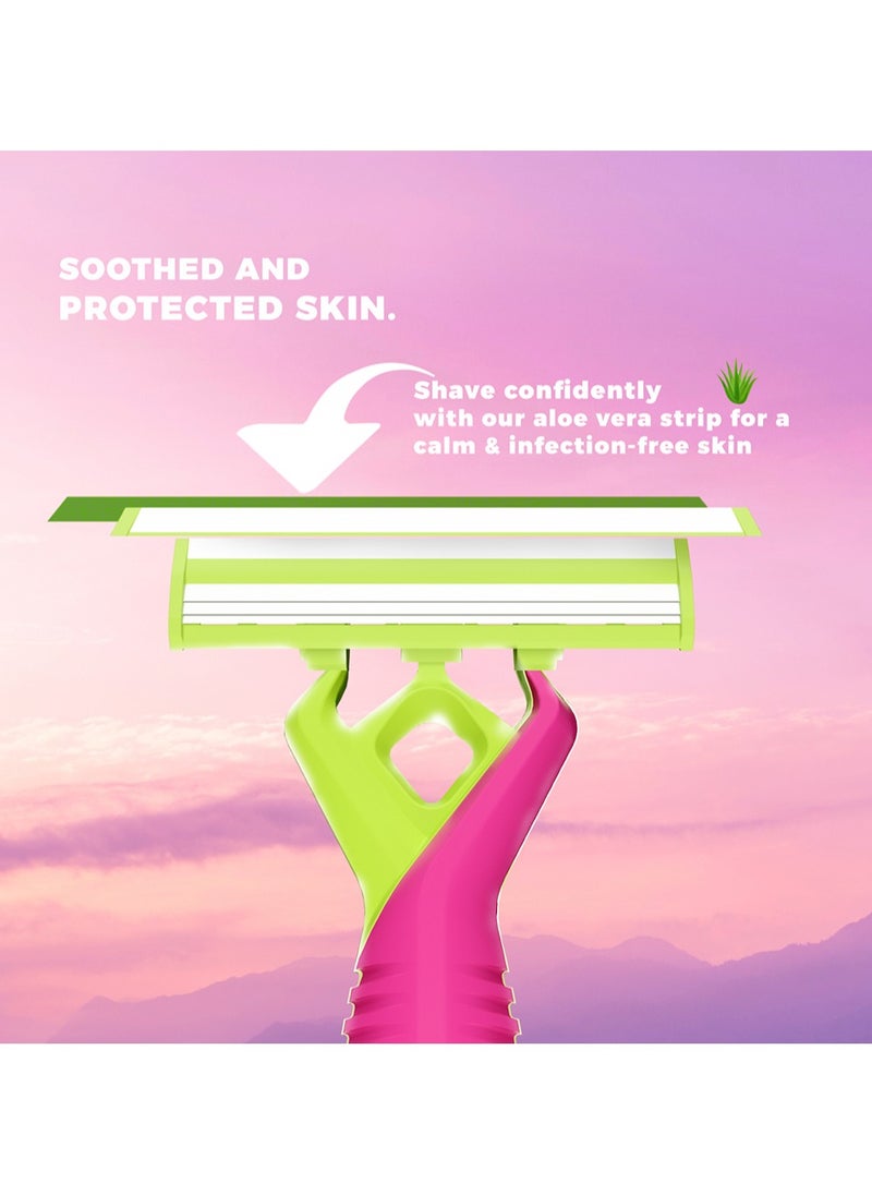 Queen By Lord - Triple Blades Disposable Razors, 6+2 free "Pink" - Premium Pack - Image 1