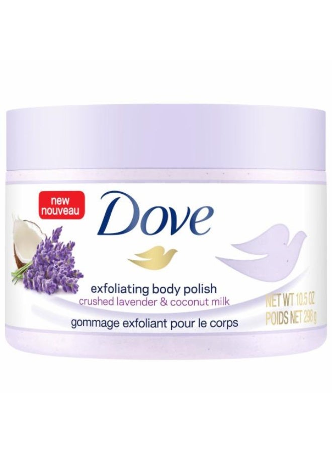 Exfoliating Body Polish Scrub for Silky Skin Crushed Lavender & Coconut Milk Body Scrub Exfoliates & Gives Lasting Nourishment 298g