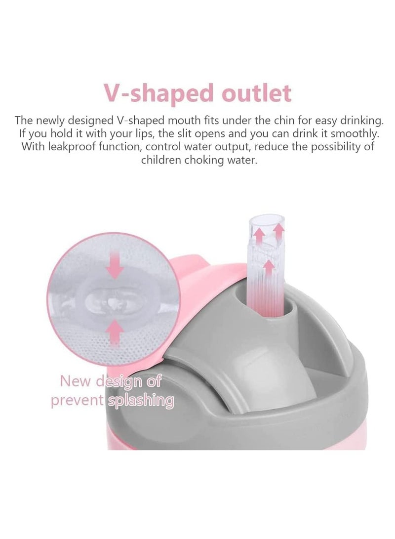 Gonice 250ml Sippy Cup, Baby Water Bottle with Straw, Sipper Bottle, Baby Drinking Bottle with Handle, Cute Toddler Cup with Soft Spout, Spill-proof, Baby Straw Cup with cute Toys (Pink) - Image 2