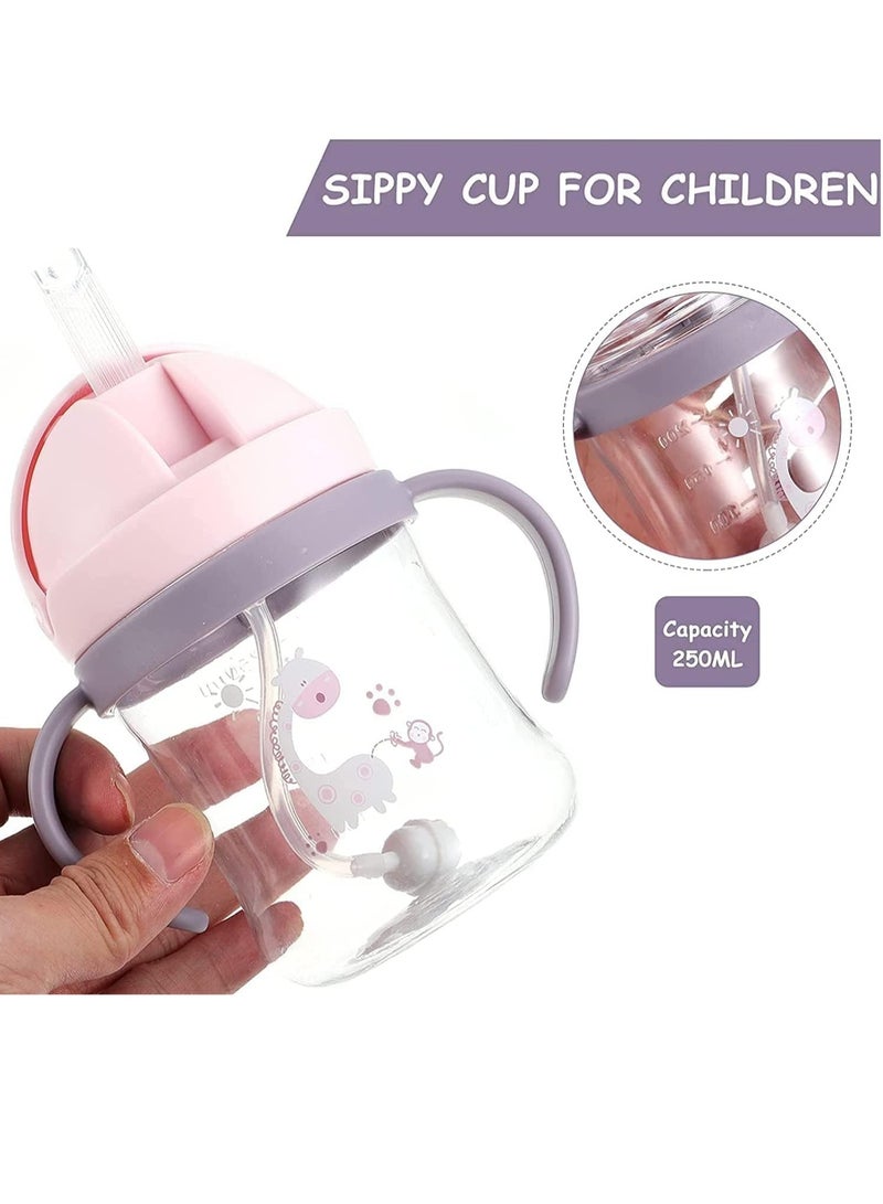 Gonice 250ml Sippy Cup, Baby Water Bottle with Straw, Sipper Bottle, Baby Drinking Bottle with Handle, Cute Toddler Cup with Soft Spout, Spill-proof, Baby Straw Cup with cute Toys (Pink) - Image 4