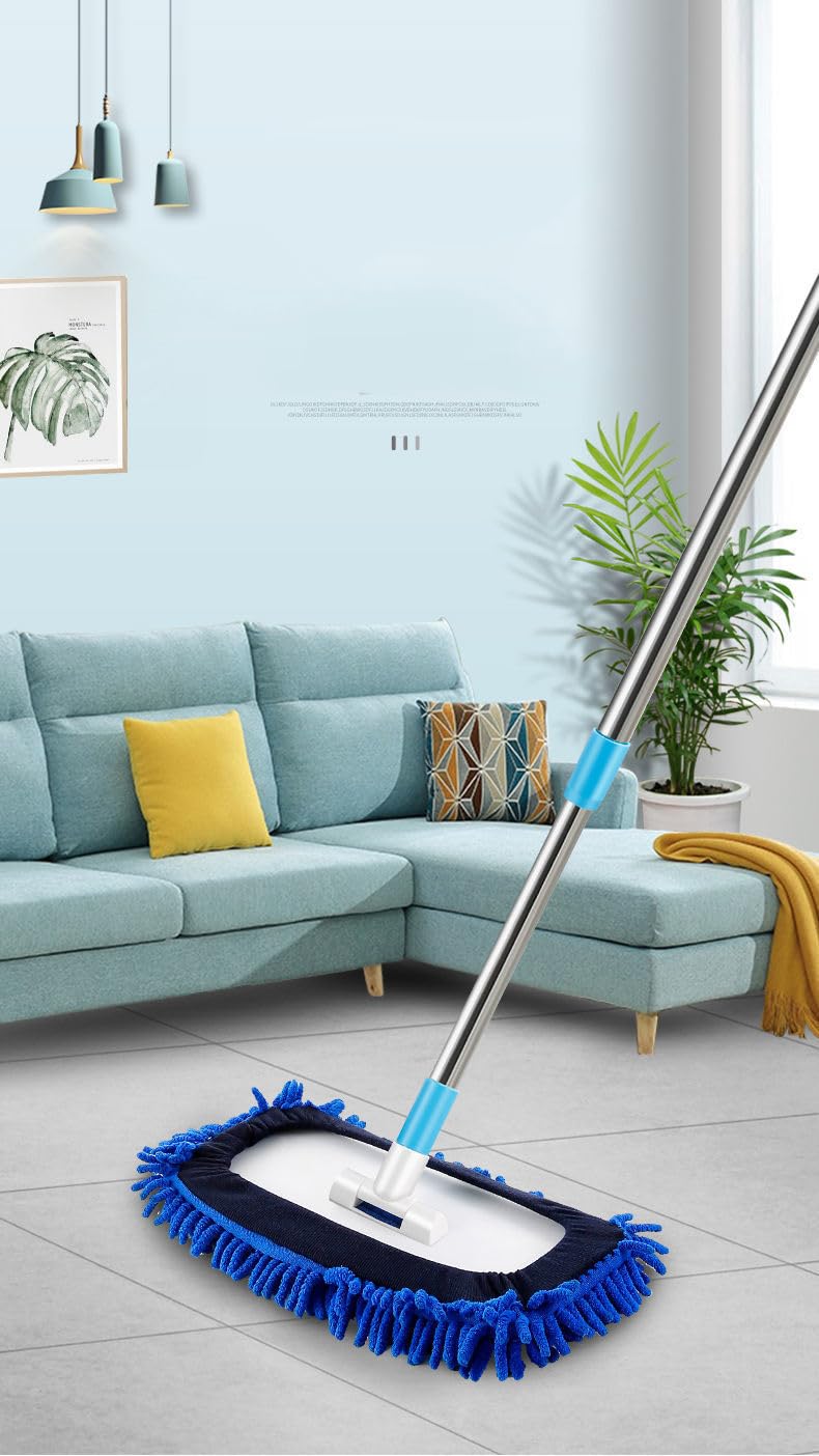 Revwd Wet and Dry Floor Mop with Cotton Pad and Stainless Steel Long Handle Push-Pull Easily Reusable Cotton Refill and Washable in Machine Also 360° Rotatable Household Floor Cleaning - Image 3