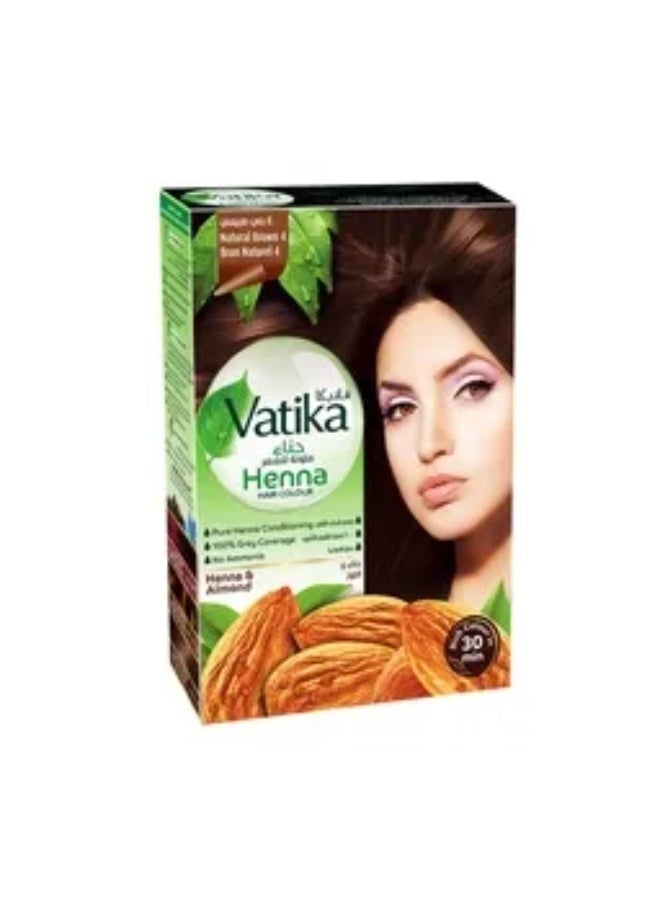 Vatika Henna Hair Colour (Natural Brown 4) With Henna & Almond 60g - Image 1