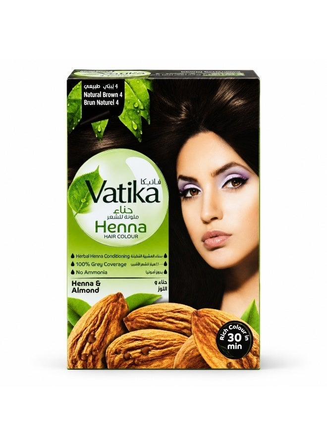 Vatika Henna Hair Colour (Natural Brown 4) With Henna & Almond 60g - Image 1
