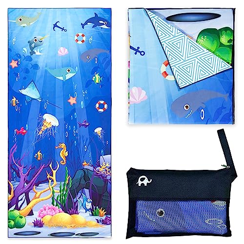Elite Trend Microfiber Beach Towel for Adults with Bag - Extra Large 78x35 inch Lightweight Sand Free Quick Dry Towel for Travel, Swimming, Yoga, Camping (Sea Animal) - Image 1