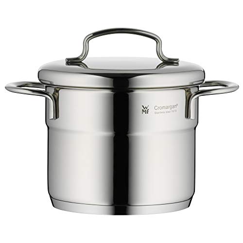 WMF 712776040 cookware Ø 12 cm Approx. 1l Mini Stackable Pouring Rim Metal lid Cromargan Stainless Steel Brushed Suitable for All Stove Tops Including Induction Dishwasher-Safe - Image 1