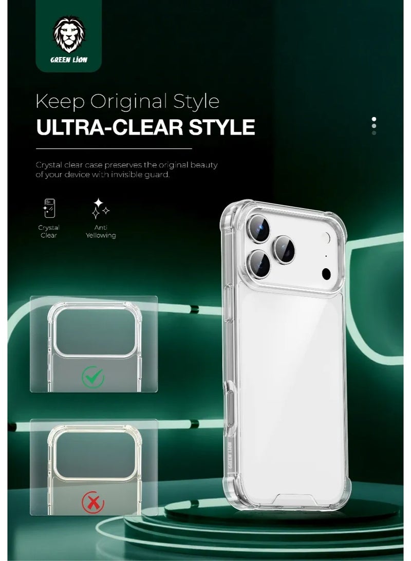 GREEN LION iPhone 17 Pro Anti-Shock Case / Hybrid Protection / Drop & Scratch Proof / HD Clarity / Air Cushion Technology / Precise Cutouts - Clear - Image 3