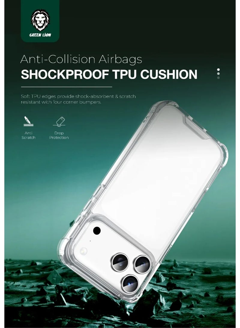 GREEN LION iPhone 17 Pro Anti-Shock Case / Hybrid Protection / Drop & Scratch Proof / HD Clarity / Air Cushion Technology / Precise Cutouts - Clear - Image 4