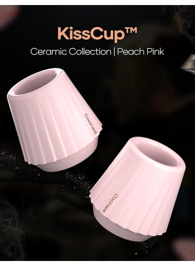 الكوكيناري كوب إسبريسو Cocinare KissCup Crystal – فنجان ديميتاس للإسبريسو والقهوة المقطرة والشاي (مجموعة السيراميك، وردي خوخي) - Image 2