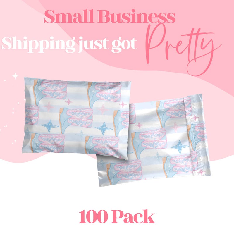 Pretty Package Store 14.5X19 Designer Poly Mailer 100 Pack Heavy Duty Waterproof Self Seal Shipping Bags For Small Business Large Mailing Envelopes Bulk Tear Resistant Packaging Cowgirl Boots Western - Image 2