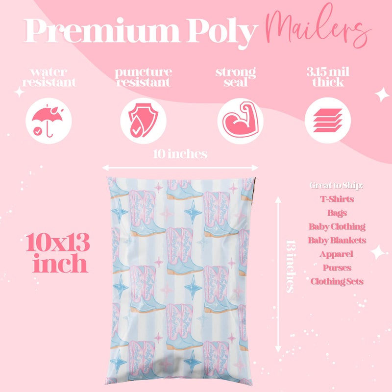 Pretty Package Store 14.5X19 Designer Poly Mailer 100 Pack Heavy Duty Waterproof Self Seal Shipping Bags For Small Business Large Mailing Envelopes Bulk Tear Resistant Packaging Cowgirl Boots Western - Image 4