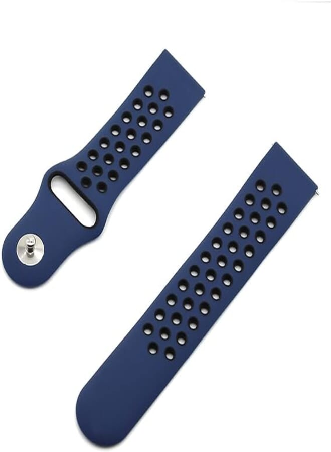 Generic GANKAS Watch Band， Silicone band For Sport Watch Multi color option Bracelet bip strap (Color : 3 blue and black, Size : 22mm)