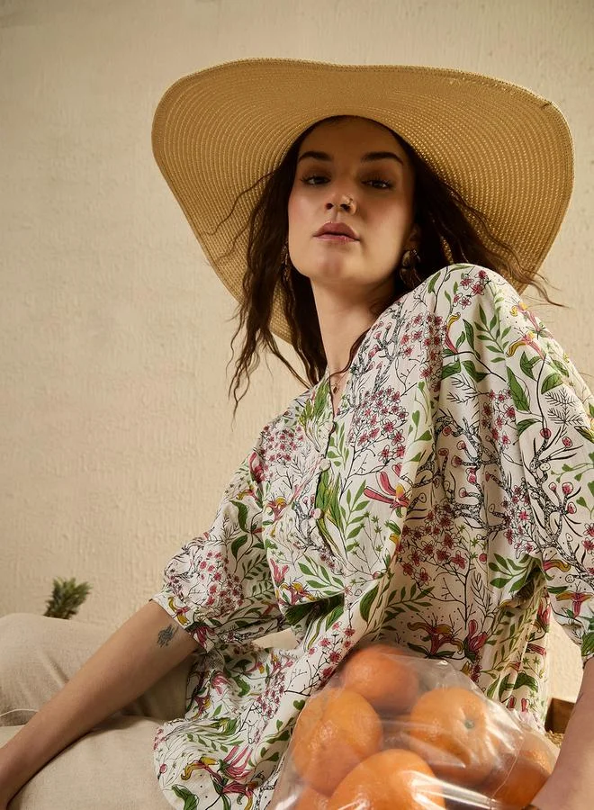 سانسكريتي هومز Floral Print Regular Fit Shirt