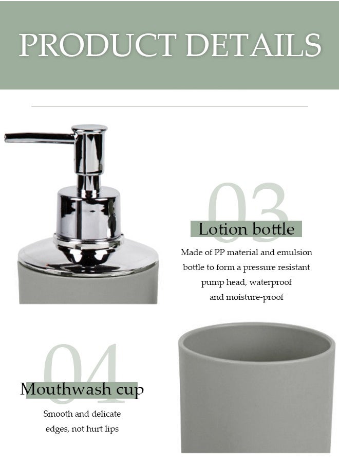 DUNISO 4 Pieces of Bathroom Accessories Set, Household Toiletries Set, Bathroom Storage Set,Sturdy and Durable，with lotion bottle, toothbrush holder, mouthwash cup, soap tray，Suitable for Family and Travel Use  - Image 4