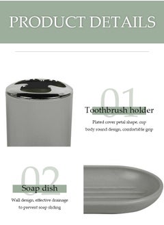 DUNISO 4 Pieces of Bathroom Accessories Set, Household Toiletries Set, Bathroom Storage Set,Sturdy and Durable，with lotion bottle, toothbrush holder, mouthwash cup, soap tray，Suitable for Family and Travel Use  - Image 3