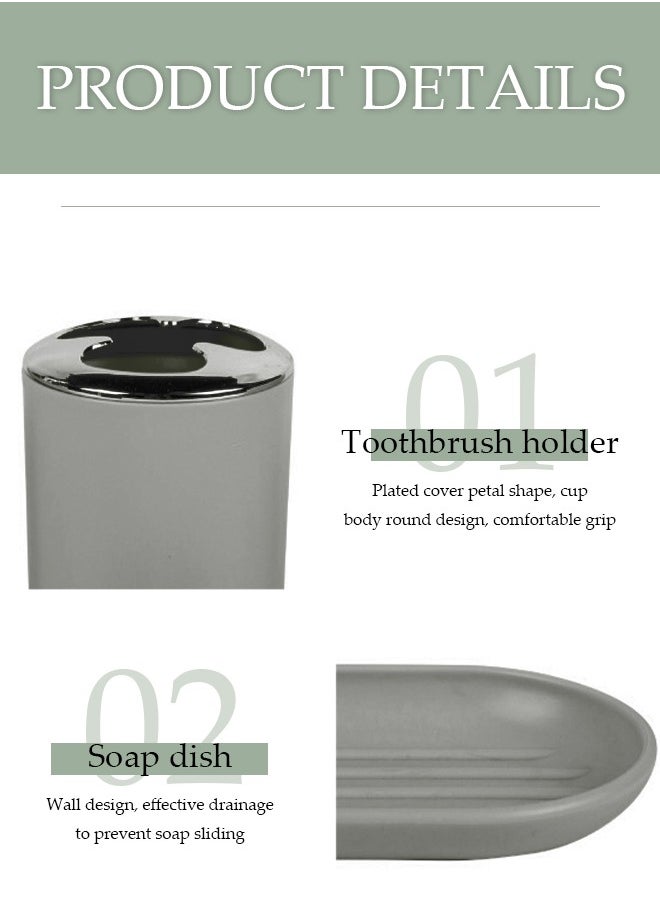 DUNISO 4 Pieces of Bathroom Accessories Set, Household Toiletries Set, Bathroom Storage Set,Sturdy and Durable，with lotion bottle, toothbrush holder, mouthwash cup, soap tray，Suitable for Family and Travel Use  - Image 3
