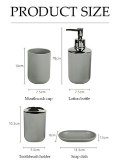 DUNISO 4 Pieces of Bathroom Accessories Set, Household Toiletries Set, Bathroom Storage Set,Sturdy and Durable，with lotion bottle, toothbrush holder, mouthwash cup, soap tray，Suitable for Family and Travel Use  - Image 2