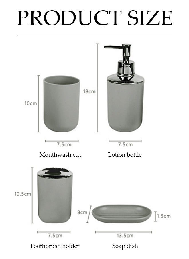 DUNISO 4 Pieces of Bathroom Accessories Set, Household Toiletries Set, Bathroom Storage Set,Sturdy and Durable，with lotion bottle, toothbrush holder, mouthwash cup, soap tray，Suitable for Family and Travel Use  - Image 2