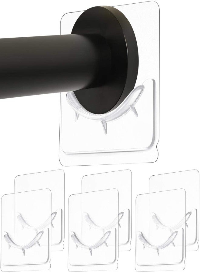 Jetec 6 Pcs Shower Rod Holder Adhesive Curtain Rod Holder, Adhesive Wall Mounted Shower Rods Holders No Drilling Install, Rods Mount Retainer, No Drilling - Image 1