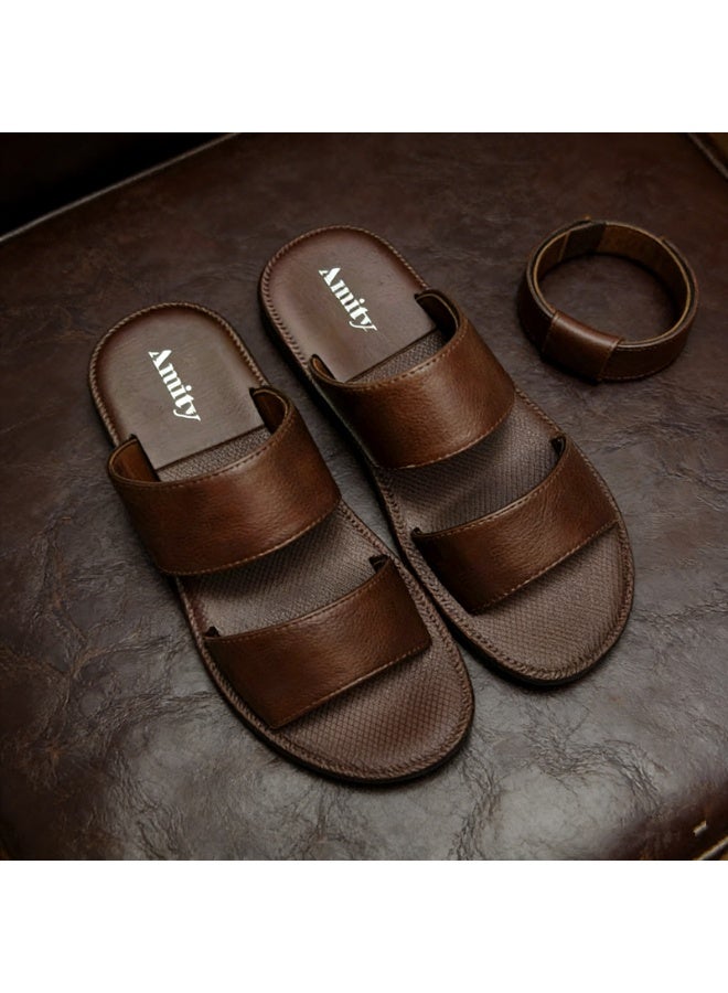 Men's Casual Slide Sandals, Soft Cushion Breathable Anti Slip Footwear for Indoor Outdoor Use - Image 1