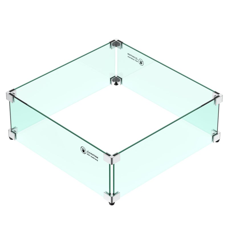 Skyflame 24 x 24 Inches Square Fire Pit Glass Wind Guard Replacement for Outdoor