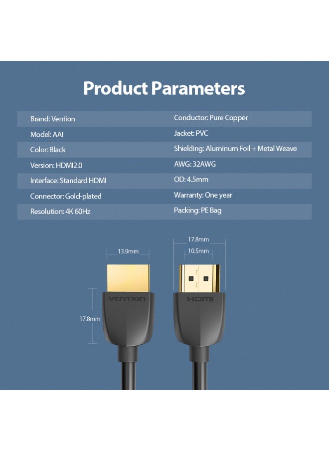 VENTION - VENTION Portable HDMI Cable 3M Black Model # AAIBI - Image 1