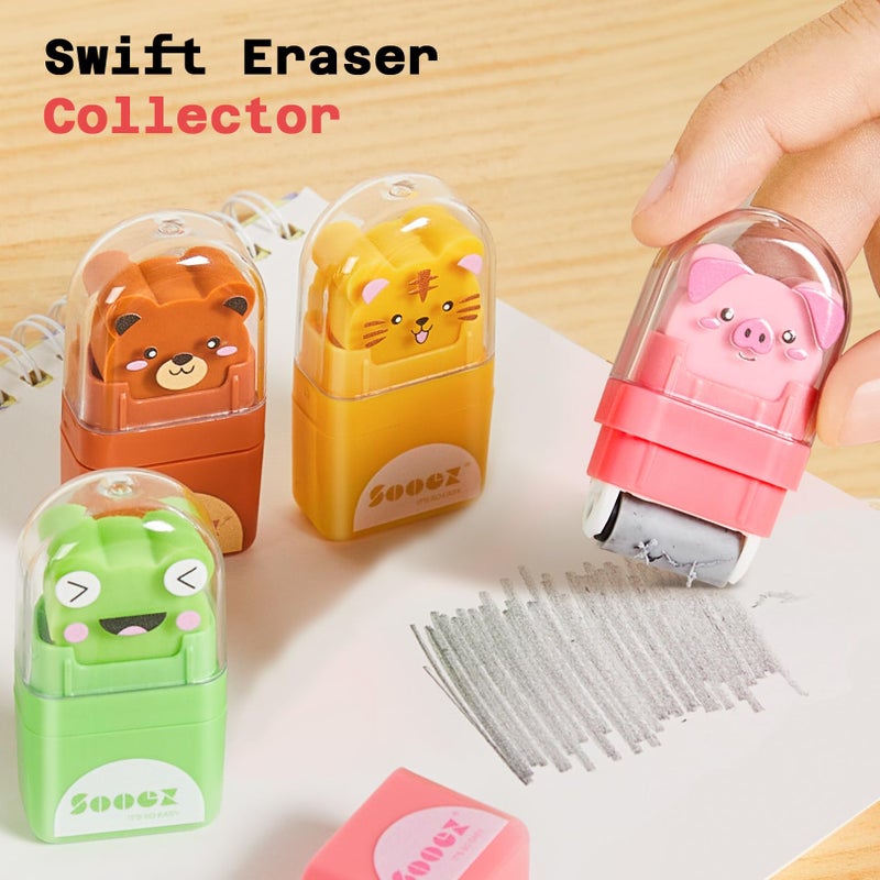 Sooez 12 Pack Pencil Erasers, Cute Animal Eraser with Clean up Roller and Cover, Latex-Free, Bulk Art Drawing Erasers for Teens & Teacher Classroom/School Supplies, Party Favor - Image 5
