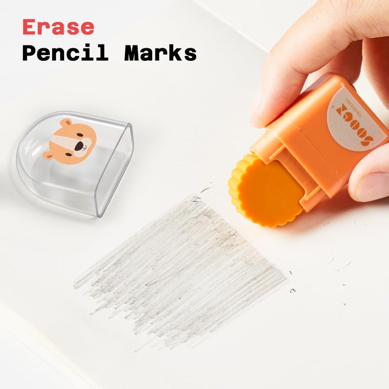 Sooez 12 Pack Pencil Erasers, Cute Animal Eraser with Clean up Roller and Cover, Latex-Free, Bulk Art Drawing Erasers for Teens & Teacher Classroom/School Supplies, Party Favor - Image 4