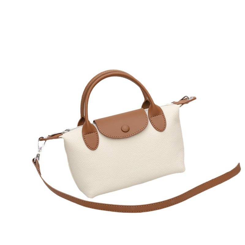 New Style Top Layer Cowhide Shoulder Bag Women'S Fashion Crossbody Bag Genuine Leather Dumpling Handbag Women'S Small Bag Contrast Color 6825 - Image 5