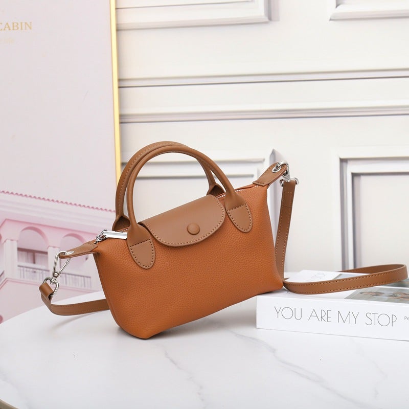 New Style Top Layer Cowhide Shoulder Bag Women'S Fashion Crossbody Bag Genuine Leather Dumpling Handbag Women'S Small Bag Contrast Color 6825 - Image 2