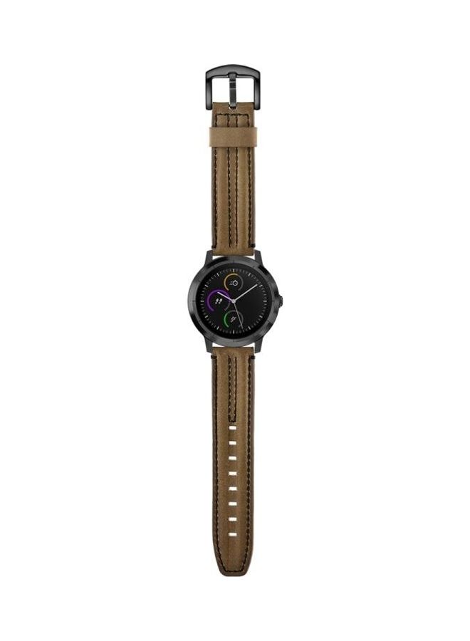 NIBEMINENT Double Keel Replacement Wrist Strap Watchband For Garmin Vivoactive3/HR Dark Brown - Image 4