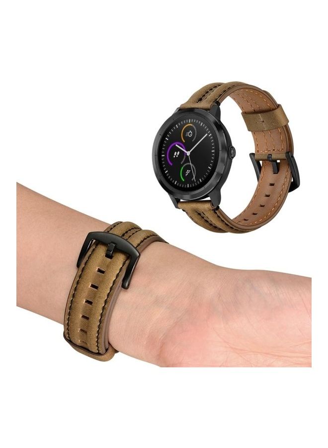 NIBEMINENT Double Keel Replacement Wrist Strap Watchband For Garmin Vivoactive3/HR Dark Brown - Image 5