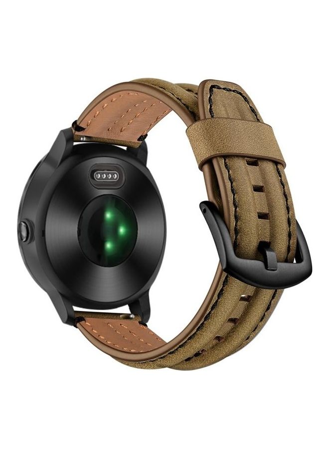 NIBEMINENT Double Keel Replacement Wrist Strap Watchband For Garmin Vivoactive3/HR Dark Brown - Image 3