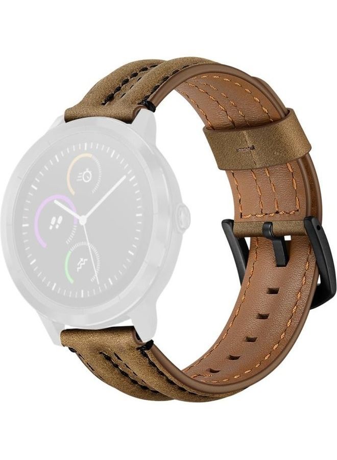 NIBEMINENT Double Keel Replacement Wrist Strap Watchband For Garmin Vivoactive3/HR Dark Brown - Image 1