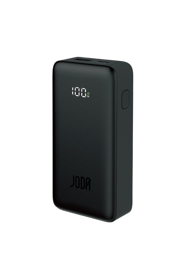 جودا TURBO 10 باور بانك أسود 10000mAh PD 30W مع شاشة LED، 2 منفذ USB-C و USB-A – شحن سريع، مدمج - Image 1