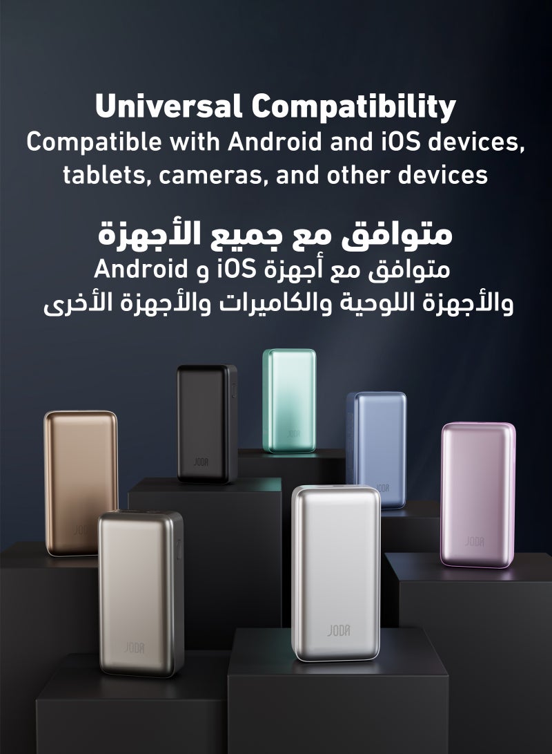 JODA TURBO 10 Power Bank Black 10000mAh PD 30W with LED Display, 2-Port USB-C & USB-A – Fast Charging, Compact, - Image 4